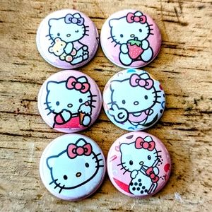 Sanrio Hello Kitty 1 inch set of 6 pin back buttons